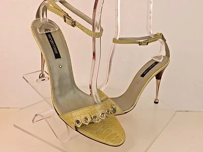 NUEVO SERGIO ROSSI VERDE CLARO COCODRILO ESTAMPADO CUERO METAL TACÓN SANDALIAS ZAPATOS DE SALÓN 40 Foto 1 de 4