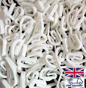 Curtain Hooks for Ring Header Tape White Plastic Nylon Hook UK Standard Stock UK - Picture 1 of 4