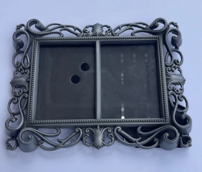Art Nouveau Pewter? Double Mini Photo Frame Scroll Miniature with Easel Art Deco - Image 1 of 4