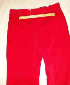 VINTAGE RED CORDUROY MENS PANTS VELVETY SOFT DISCO ERA HIPSTER  - Picture 1 of 5