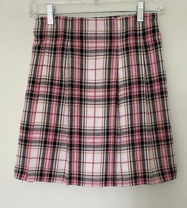 Girl's  "School Girl" Skirt.  Pleated Plaid.  Pink/White/Black Gold. Lined.  NEW - Picture 1 of 3