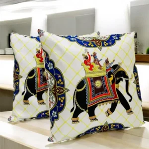 Indian style cushion cover elephant print CUSHION COVER PACK OF 2 PCS COVERS set - Picture 1 of 5