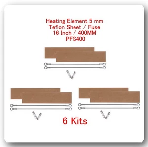6 Heating Elements 5mm + 6 PTFI Sheet For Impulse Sealer 16" / 400mm PFS400 - Picture 1 of 1