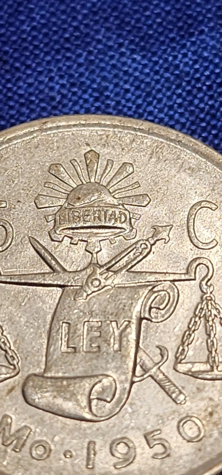 Moneda de Plata México Años 50 25 Centavos Libertad Moneda Extranjera Dinero Centavos C Foto 1 de 4