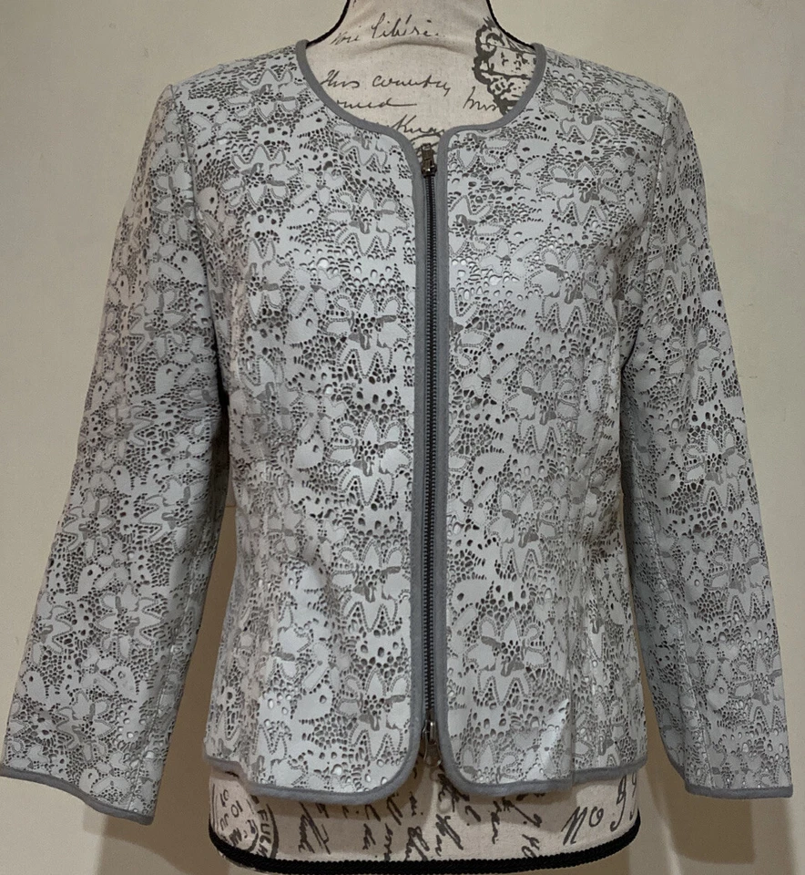 Chaqueta de cuero recortada Elaine Kim talla 8 Foto 1 de 4