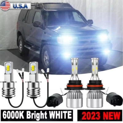 For Nissan Xterra 2000 2001 6000K 4x Front LED Headlight + Fog Light Bulbs Combo - Image 1 of 4