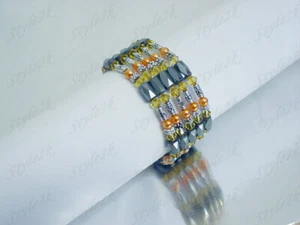 Magnetic Necklace Bracelet Orange Yellow Crystal 36" anklet neck collar gift - Picture 1 of 4