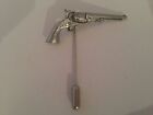 G17 Antique Revolver English Pewter Motif On A Tie Stick Pin Hat Scarf Collar