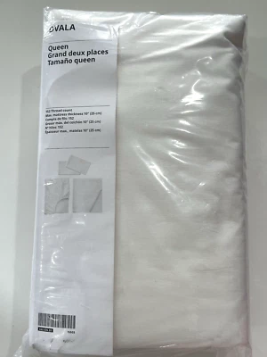 全新 宜家 DVALA 床单套装,白色,棉质超柔软,大号 (4 件) 全新 — 第 1/4 张图片