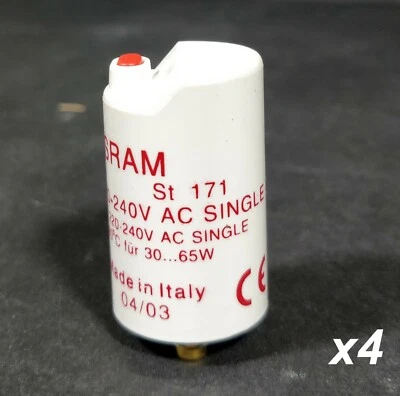 4 x Fluorescent Starters Osram DEOS ST171 with Safety Shutdown for Blown Tubes - Image 1 of 4