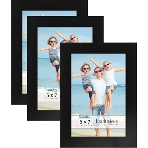 Confezione 3 Cornici Portafoto 7x5 Nero Set Cornice Portafoto da Tavolo o Parete Design Moderno - Foto 1 di 2