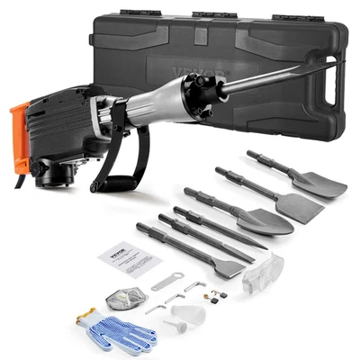 Electric Jack Hammer Concrete Breaker 2200W Heavy Duty w/ 6 Chisel Bits & Case - Image 1 of 4