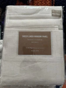 West Elm Tonal Linen Sheer Window Panel 48x96 Beige - Picture 1 of 6