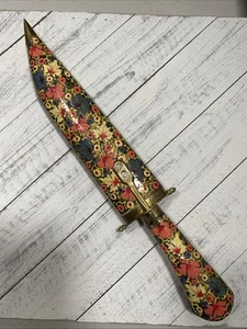 Daga de Cachemira vintage, floral, funda de madera - Imagen 1 de 12