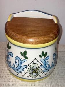 Napastyle Portugal Salzbehälter Holzdeckel mehrfarbig Wandtasche handbemalt - Bild 1 von 9