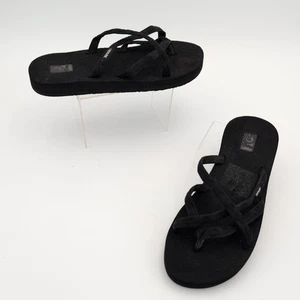 Sandalias Teva para mujer talla 8 Olowahu 6840 chanclas con tiras negras sobre negras - Imagen 1 de 9
