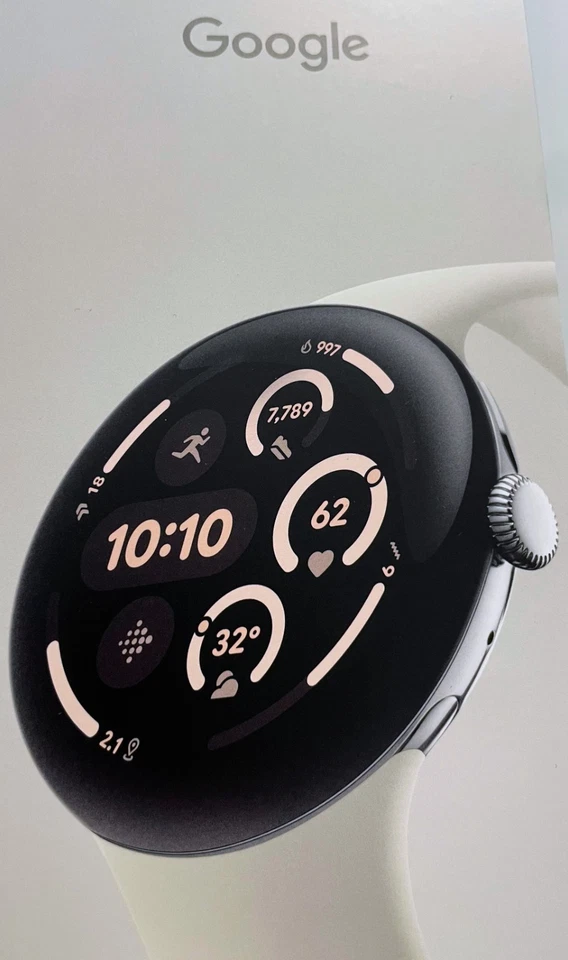 Google Pixel Watch 3 LTE 45mm Smartwatch Gehäuse Silver Armband Porcelain Weiß - Bild 1 von 4