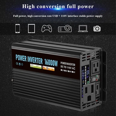 16000W Car Power Inverter DC 12V To AC 110V Pure Sine Wave Solar Converter LCD - Image 1 of 4