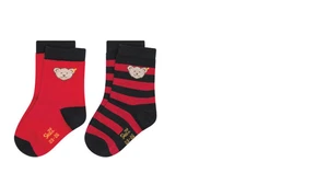 Steiff    Socken im Doppelpack, rot und geringelt   gr.23/26 - 31/34 - Bild 1 von 1
