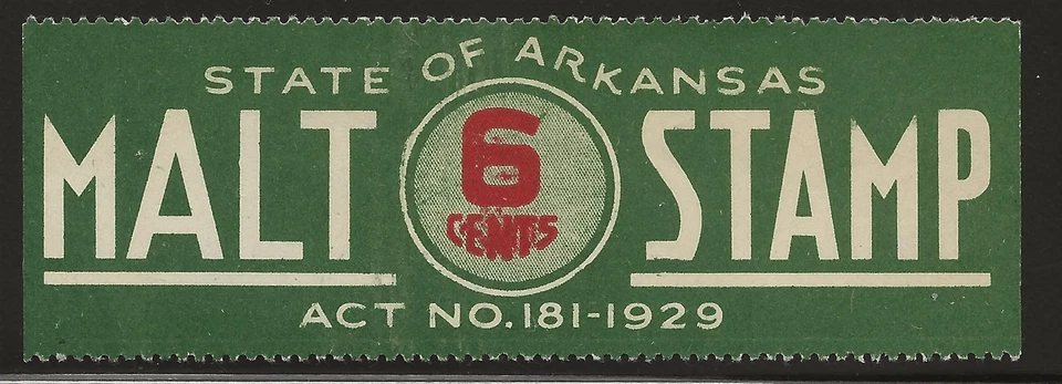 Arkansas State Revenue Malt Tax Stamp, MA2a - Image 1 of 1