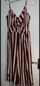 Boohoo Striped Wide Leg Jumpsuit Size 14 Worn Once - Picture 1 of 3