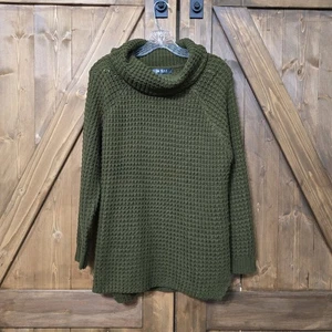 Suéter tejido cuello capucha verde oliva Ye Mak para mujer talla S MK3650 acrílico - Imagen 1 de 6