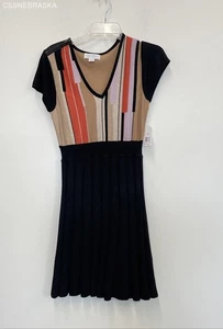 Abito multicolore Jessica Simpson plissettato marrone scollo a V - Taglia M - Foto 1 di 9