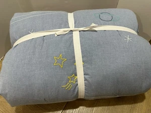 Pottery Barn Kids Embroidered Space Quilt Twin Chambray - Picture 1 of 2