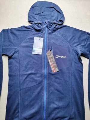 BERGHAUS Mens Size S Kedron ECO Hooded Fleece Jacket (NEW) Blue Full Zip Pocket - Image 1 of 4