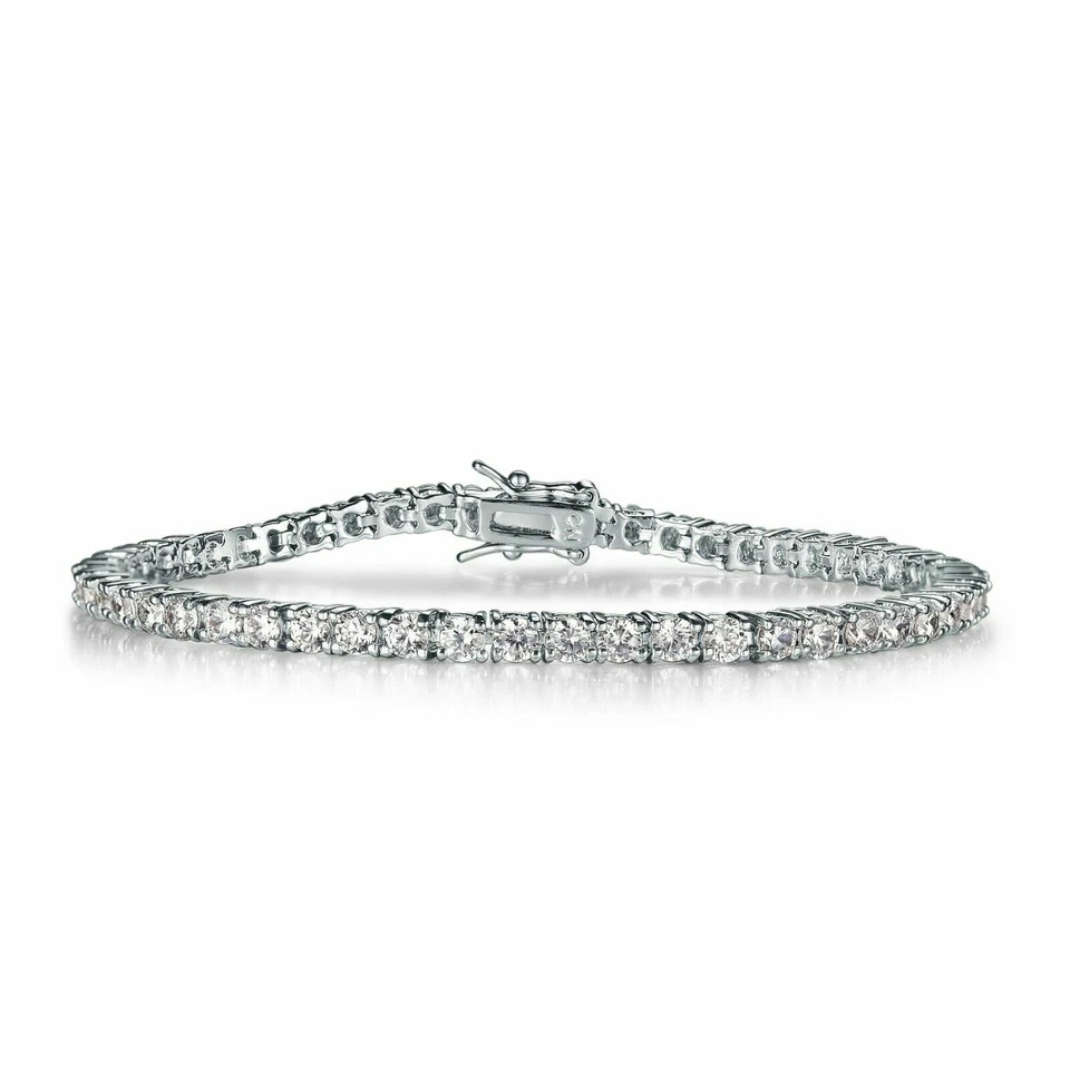 18k white gold gf made with SWAROVSKI crystal silver chain slim tennis bracelet Foto 1 de 4