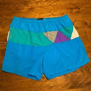 Vintage Hobie Swim Trunks Mens XL Blue Purple Drawstring Lined Board Shorts 90's - Picture 1 of 12