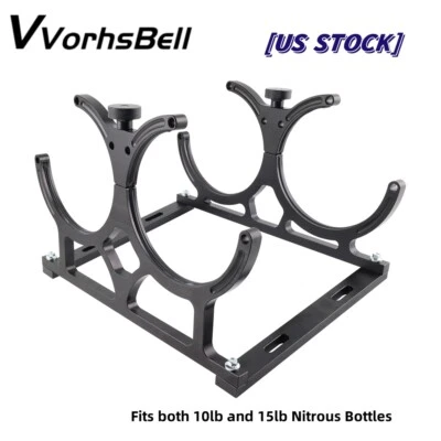 Aluminum 7" Nitrous Dual Bottle Bracket Holder Kit for 10-15 Lb Bottles Black US - Image 1 of 4
