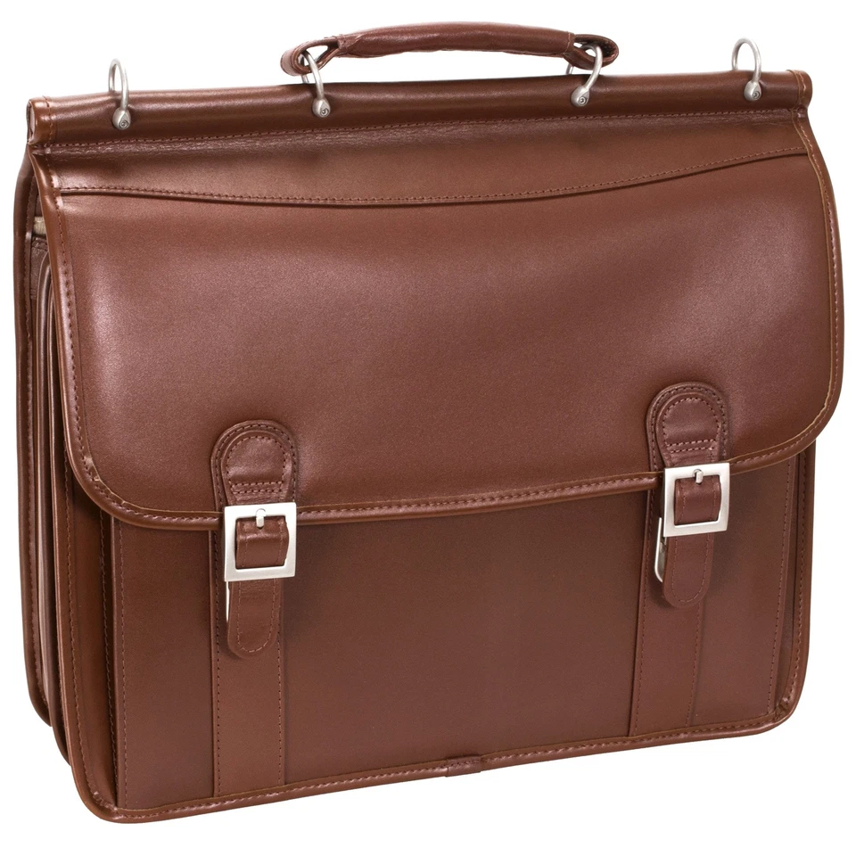 McKlein USA Halsted 15.6" Leather Double Compartment Laptop Briefcase Assorted C - Image 1 of 4