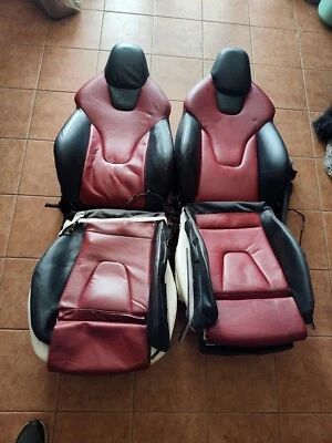 Par de asientos delanteros deportivos Audi S5 2010-2013 | cuero magma negro/rojo Foto 1 de 2