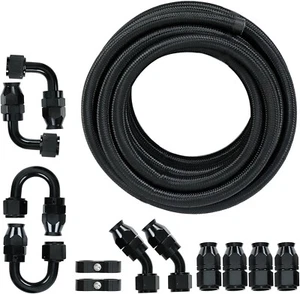 LokoCar PTFE Fuel Line Kit 12 Pieces 8AN E85 Nylon Braided Fuel Hose 20FT - Picture 1 of 8