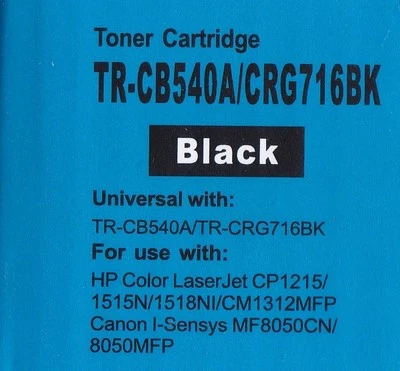 CB540A,CRG716 BLACK COMPATIBLE TONER FOR HP CP1215,CP1515N,CP1518NI,CM1312MFP - Image 1 of 4