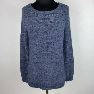 Jones New York Sport Sweater Womens L Blue Gray Silver Textured JU - Picture 1 of 12