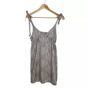 Liberty Of London Talla M Estampado Gris Seda Mangas Corbata Babydoll Vestido Hecho en Italia - Imagen 1 de 9