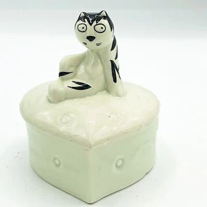 Takahashi Tom Cat Heart Shaped Trinket Box Black and White Cat - Picture 1 of 9