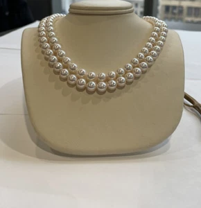 2 strands 8 Mm Akoya Pearl Necklace , 34” Long Or Two Nested Strands - Picture 1 of 6