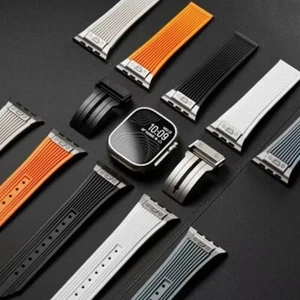 Rubber Men Sport Strap for Apple Watch Ultra 2 Band for iWatch Series 9 8 7 se 6 - Picture 1 of 12