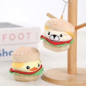 Cute Burger Pig Keychain Pendant Soft Plush Children's Backpack Charm Gift - Picture 1 of 14