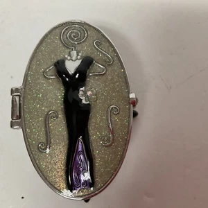 Rare Lolita Trinket Box Black Dress w Purple Pleat - Picture 1 of 7