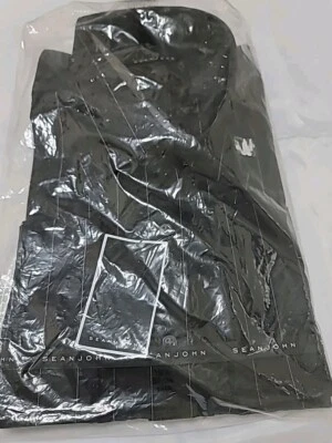SEAN JOHN Designer Mens Fine Shirt Jet Black Sz 18.5 37-38 Tall NEW RETAILS $65 - Image 1 of 3