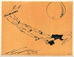 FLUG AKROBATEN - ZIRKUS 1940 - Maurice FÉAUDIERE Originallithographie - Picture 1 of 1