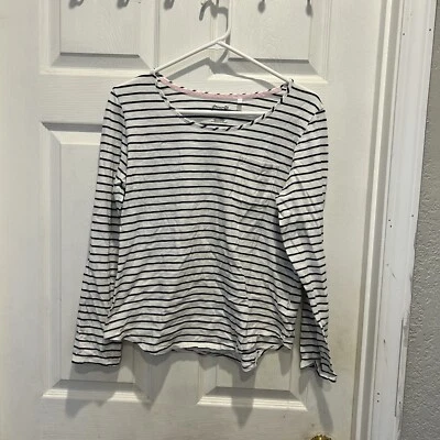 Le Tigre Boat Neck Top White Blue Striped T Shirt Cotton Women’s Large Nautical - Image 1 of 4