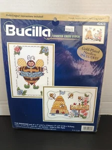 VTG NOS Bucilla Counted Cross Stitch 42623 The Beesknee Bumblebee Flowers - Picture 1 of 6