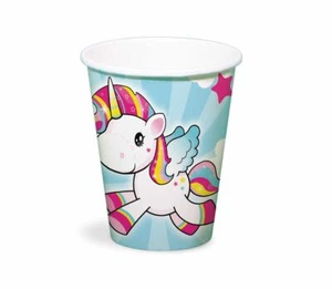 8 X CUTE CARTOON UNICORN PAPER PARTY CUPS BABY SHOWER / CHILDREN'S PARTY - 250ML - Picture 1 of 1