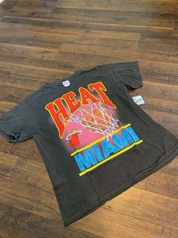 NBA MIAMI HEAT MEN'S VINTAGE TUBULAR t-shirt, black, LARGE/XL, New, '47 Cover