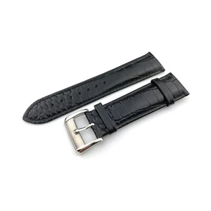22mm Black Genuine Leather Strap/Band fit EMPORIO ARMANI watches + Pins/Tool - Picture 1 of 3